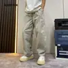 Pantalones de pierna curva simples versátiles transpirables de verano para hombre marca de tendencia americana sueltos guapos color liso casual de pierna recta modernos