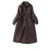 Cortavientosacolchado de algodón de longitud media para mujer, nuevo para Otoño e Invierno 2025, ligero, con ajuste en la cintura, chaqueta larga acolchada de algodón, engrosada