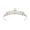 Coroa Tiara Coroa de Zircônia Luxuosa Noiva Doce Coreana Acessórios de Casamento Liga de Zinco Strass Coroa de Ponta Alta Coroa de Cabelo