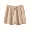 Shorts Casuais de Malha Feminino Outono e Inverno Novo Cashmere Curto Cordão Cintura Alta Lã Fina Tricô Moda