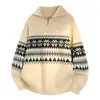 Suéter Casual Solto Retro Japonês de Inverno Masculino Mesmo Estilo Par Estilo Preguiçoso Pulôver com Meio Zíper Jaqueta de Tricô