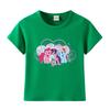 Camiseta Infantil de Algodão com Gola Redonda e Manga Curta Estampada de Pônei Roupa de Bebê Camiseta de Algodão para Meninas Comércio Exterior