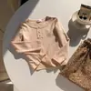 Camiseta de Otoño para Niños con Lunares Camiseta para Niñas Primavera y Otoño Nuevo Diseño de Botones Casual Cuello Redondo Manga Larga Ropa Interior de Base