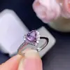 Anillo de Amatista Pura Natural para Mujer, Color Súper Fresco, Piedra Suelta Hidratante Tamaño: 6*6mm Alto Rendimiento S925 Puro
