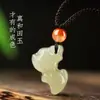 Pingente de Jade Hetian Natural do Ano do Cavalo do Zodíaco Chinês para Nascidos no Ano do Cavalo, Item de Presente em Joia