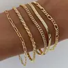 Pulseira transfronteiriça europeia e americana popular na Amazon, conjunto de pulseiras da moda com cinco peças, pulseira de corrente de metal personalizada para atacado