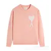 Dropshipping Transfronterizo Am* Otoño e Invierno Nuevo Combinación de Colores Unisex Suéter de Punto Jacquard con Corazón Grande y Cuello Redondo de Manga Larga de Punto Moderno