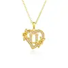 26 Collares con Letras Inglesas para Mujer, Colgante de Flor en Forma de Corazón con Diamantes, Cadena para Clavícula de Diseño Único, Accesorio Versátil de Lujo Ligero
