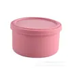Lonchera de Silicona, Caja Redonda para Conservar Frutas de Picnic de Grado Alimenticio, Portátil para Trabajadores de Oficina