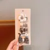 Tecido cor de café desenho animado presilha de cabelo infantil laço xadrez pérola presilha de tecido totalmente revestida presilha para franja de bebê sem danificar
