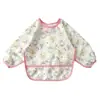 Bata impermeable de manga larga para niños, Babero para comer, Ropa anti-manchas para bebés, Delantal de comida, Babero impermeable para pintar para niños