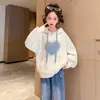 Suéter de Primavera y Otoño para Niñas 2024 Nuevo Estilo Occidental Primavera y Otoño Sudadera con Capucha Ropa de Otoño para Niñas Niñas