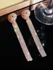 Nuevos Pendientes Geométricos Exagerados con Diamantes Completos de Estilo Europeo y Americano Pendientes Brillantes Largos con Flecos Pendientes Joyería de Moda para Orejas Venta al por Mayor