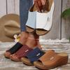 Sandalias de Chanclas de Suela Gruesa Empalmadas de Una Línea Estilo Nuevo Transfronterizas del Sudeste Asiático para Mujer Comercio Exterior Sandalias de Playa de Cuña Simples para Exterior