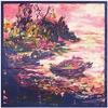 Mai tong lenço de seda 90cm* 90cm nova pintura a óleo navio do porto senhoras imitação de seda lenço quadrado lenço lenço