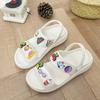 Europeo y Americano Transfronterizo Nueva Moda Fondo Grueso Doble Correa Diy Dibujos Animados Plástico Gota Sandalias Outfit Zapatillas para Mujer Sandalias