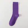 Calcetines de color liso para mujer, calcetines de algodón de media pantorrilla con rizo, primavera, verano, otoño e invierno, medias a rayas para mujer, calcetines de algodón estilo candy de Zhuji, venta al por mayor