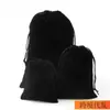 Bolsa de terciopelo grande negra, bolsa de almacenamiento, bolsa con cordón, bolsa con cordón, bolsa pequeña de tela, juego de secador de pelo para hotel