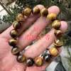 Pulsera Unisex de Piedra Ojo de Tigre Amarillo Natural, Hilo Único con Cuentas Redondas, Cuentas de Ojo de Tigre, Madera, Piedra Petrificada, Cristal de Donghai, 6-16, Mayoreo