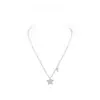 Collar Colgante de Estrella y Luna con Diamantes Completos, Moda Versátil Exquisita de Nicho, Cadena para Clavícula con Diseño Único de Lujo Ligero