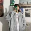 Otoño e invierno nuevo estilo coreano de moda suéter cárdigan con capucha con cremallera estampado de letras abrigo suelto con forro polar para estudiantes moda femenina