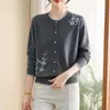 Casaco Cardigan de Tricô Fino para Primavera e Outono para Mães Jovens 2026 Novo Estilo Elegante Tamanho Grande para Mulheres de Meia-Idade e Idosas