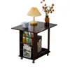 Mesa de Esquina Multifuncional Giratoria, Gabinete Lateral para Uso Doméstico, Mesa de Comedor Plegable Simple con Ruedas, Mesa Lateral Cuadrada Móvil para Almacenamiento en Sala de Estar