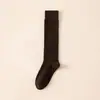 Calcetines de otoño e invierno para mujer hasta la pantorrilla, calcetines de hilo que no destiñen, negros y blancos, calcetines de compresión, al por mayor, estilo JK japonés, color liso, calcetines con volantes