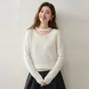 Suéter de punto de cachemira suave y pegajoso con cuello halter en V para mujer, estilo nuevo de otoño 2026, elegante, estilo francés, jersey