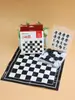 Yicai Ajedrez Portátil Internacional Piezas Magnéticas Tablero Plegable Educativo para Niños Juego de Mesa para Padres e Hijos Ajedrez Blanco y Negro