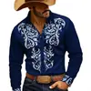 Camisa de manga comprida masculina, tamanho padrão da moda europeia e americana, camisa masculina de manga comprida com estampa digital, moda casual transfronteiriça da moda