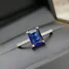 Anillo Joyería Versa Colorido Estilo Tesoro Seiko Elegante Estilo Arcoíris Rectangular Separado por Color Abierto para Mujer Piedra Principal 6*8 Anillo