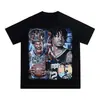 Nueva camiseta de verano retro americana de baloncesto para hombre de manga corta con un divertido estampado de Morant con doble pistola, corte holgado