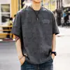 Nova camiseta masculina estilo americano resistente 260g de manga curta, marca da moda de verão com estampa tingida em nuvem, camiseta de manga meia-manga tamanho grande