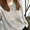 Otoño 2026 Nuevas Llegadas Prendas de Punto Mujer Cuello Redondo Textura Hueca Versátil Holgado Elegante Primavera Otoño Adelgazante Suéter Top