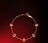 Pulseira Vintage Kirin Cabaça Cinco Flores com Joias de Ágata Vermelha Natural, Madrepérola Branca Incrustada com Diamantes, Estilo de Luxo Leve de Nicho