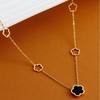 Collar para Mujer de Acero de Titanio de Alta Calidad Chapado en Oro de 18K Sencillo y Moderno, Trébol de Cuatro Hojas, Flor de Cinco Pétalos, Cadena de Clavícula Nicho de Alta Calidad