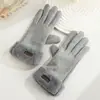 Luvas Quentes para Mulheres no Inverno, Espessadas com Lã, Fofas, à Prova de Vento, Espessadas com Lã, Adequadas para Ciclismo ao Ar Livre, Luvas Quentes com Tela Sensível ao Toque