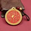 [Recomendação do Professor] Zhao Gongming Deus Marcial da Riqueza Pingente Redondo de Latão para Atrair Riqueza e Fortuna Saco Tai Chi Bagua Pingente Portátil Presente