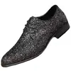 Novos sapatos casuais masculinos, sapatos de dança com cadarço da moda com glitter, sapatos de couro de cano baixo tamanho grande cross-border, sapatos masculinos em estoque