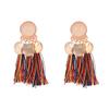Brincos Europeus e Americanos Exagerados Liga de Zinco Fosco Redondo com Franjas Estilo Boêmio Moda Popular Brincos Multicoloridos