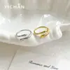 Anel de Metal com Design Minimalista de Cabeça Dupla, Moderno e Requintado, Cravejado com Zircônia, Joia Versátil e Única em Estilo Aberto