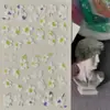 Adesivos de Unha Flor Branca de Primavera Transfronteiriços 3D Impermeáveis Pintados à Mão Flor Fresca Relevo Adesivos de Unha Modelo Hg