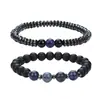 Pulseras Europeas y Americanas de Acero Inoxidable para Hombre Transfronterizas con Ágata Negra, Ojo de Tigre, Piedra Biliar Negra y Colgantes de Cruz al por Mayor