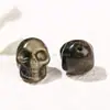 Jingdian Jewelry Peça Esculpida em Obsidiana Natural Cabeça de Caveira com Furo Acessórios DIY Contas Soltas Produtos Semi-Acabados Atacado