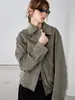 Chaqueta bomber retro de gamuza con solapas estilo británico para mujer, corta, corte holgado, con hombros caídos, dobladillo elástico y cintura ceñida
