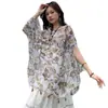 Bufanda estilo étnico para mujer, chal de protección solar de verano con cierre de botón, bufanda de seda para viajes por las praderas de Yunnan-Qinghai, bufanda para la playa