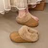 Pantuflas de algodón para mujer, de 5 cm de suela gruesa, forradas de felpa, para interior y exterior, nuevo estilo 2026, sin cordones, de punta cerrada, estilo Birkenstock