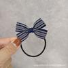 Retro doce estilo étnico estudante menina cabeça corda azul escuro listrado pequeno arco elástico faixa de cabelo corda de cabelo