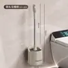 Cepillo para inodoro de mango largo, cepillo de limpieza de baño multifuncional, sin esquinas muertas, uso doméstico, no requiere taladro, montado en la pared con base, cepillo para inodoro